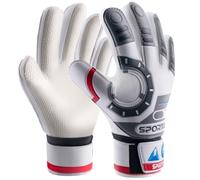 Sportout Gant Gardien De But Enfant,Excellente Protection des Doigts et des Poignées Gants De Foot Gardien Enfant pour Garçons et Filles (Blanc-1, 6)