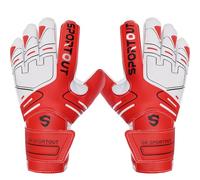 Sportout Gants de gardien de but pour adulte et enfant - Prise en main résistante avec une protection optimale des doigts contre les blessures,Rouge,5