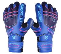 Sportout Gants de gardien de but pour enfants et hommes avec latex antidérapant de 4 mm, gants de gardien de but pour enfants, gants de football avec protection des doigts, adultes et adolescents