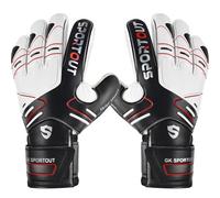 Sportout Gants de gardien de but pour jeunes et adultes, Fournir une forte protection au doigt, Prévenir les blessures,noir,6