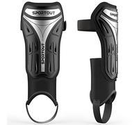 Sportout Protège-Tibias de Football pour Adultes et Jeunes, Protection Complète pour la Jambe, avec Protection de la Cheville Rembourrée pour Prévenir Les Blessures (S)