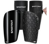 Sportout Protège-Tibias de Football pour Enfants et Adultes avec Manches élastiques, Offre Une Protection complète pour Vos Jambes