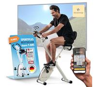 sportplus+ | Modèle 2022 | Vélo d'exercice pliant, vélo d'exercice pliant avec dossier, mesure de la fréquence cardiaque, programmes d'entraînement, silencieux et sans entretien