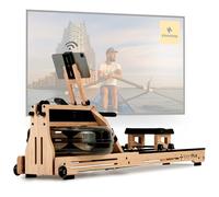 SportPlus Rameur d'eau pour la Maison en Bois Massif Naturel (chêne), Machine à Ramer en Bois avec Ordinateur d'entraînement, rameur avec Support pour Tablette pour l'entraînement d'endurance
