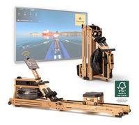 SportPlus Rameur Pliable pour la Maison, en Bois Massif Naturel certifié FSC® (chêne), Machine à Ramer en Bois avec Ordinateur d'entraînement, Appareil de rameur avec Support pour Tablette
