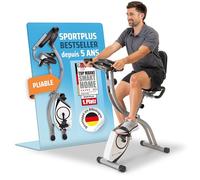 SportPlus vélo d'appartement pliable avec dossier - 8 niveaux de résistance (freinage magnétique silencieux), avec support tablette, capteur de fréquence cardiaque