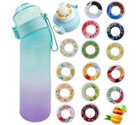 Sports Air scent Water Bottle Set 22oz | includes 12 Fruit scent Flavor pods & straw | flavored bottle in Gradient Bluet,for kids, boys, girls | no ca