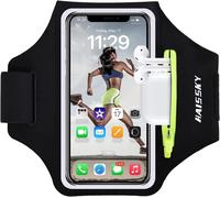 Sports Armband With Airpods Car Key Zipper Pocket, Water Resistant Phone Armband For Iphone 16/15/14/14 Pro Max/13 Pro/12 Pro Max/Xr/Xs Smartphone Running Armband 6.9 Inches For Jogging