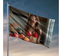 Sports Bar Decor A Woman In A Red Bikini Top Standing In A Kitchen With Apple On The Counter Drapeaux pour chambre à coucher Adolescents Garçons (30 x 45 cm)