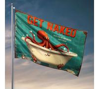 Sports Bar Decor Take A Bath or Face The Octopus! Drapeau Bateau de pêche Accessoires Décoration de chambre pour homme (152 x 244 cm)