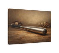 Sports Baseball Bat Rustic - Canvas Wall Art Print 18×12 inch (45×30 cm) - Horizontal / 1.25 inch (3 cm)