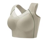 Sports Bra Women's with Plain Seamless Back, Shockproof, Push Up, Wireless, with Widened Side Walls, Beige, 90-100 KG(Green,60-70 KG)
