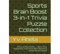 Sports Brain Boost 3-in-1 Trivia Puzzle Collection: 45 Easy-to-Read Puzzles - Sports Trivia Cryptograms, Classic Team Word Searches & Athlete Word Scrambles