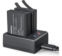 Sports Camera Battery, 1350 mAh Rechargeable Battery (2 Pieces), with Double Hole USB Charger, Wolfang Compatible