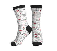 Sports Chaussettes Je T'Aime - Des Mots Avec Des Cœurs Confort Chaussettes Basses Résistantes Crew Chaussette Pour Hiver Quotidien Sport