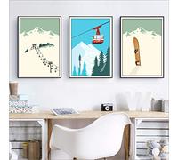 Sports d'hiver ski mur Art affiche toile peinture Vintage voyage affiche Ski neige montagne peinture hiver décor à la maison 40x60cmx3pcs pas de cadre