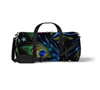 Sports Gym Duffle Bags for Yoga Dancing, Overnight Weekender Travel Bag Beautiful Peacock Feathers, Workout Carry on Shoulder Bag for Women Men
