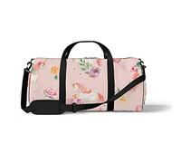 Sports Gym Duffle Bags for Yoga Dancing, Overnight Weekender Travel Bag Boho Unicorn Pastel Pink, Workout Carry on Shoulder Bag for Women Men