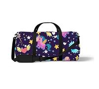 Sports Gym Duffle Bags for Yoga Dancing, Overnight Weekender Travel Bag Cartoon Unicorns with Diamonds, Workout Carry on Shoulder Bag for Women Men