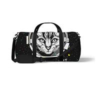 Sports Gym Duffle Bags for Yoga Dancing, Overnight Weekender Travel Bag Cat Astronaut Illustration, Workout Carry on Shoulder Bag for Women Men