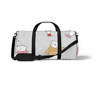 Sports Gym Duffle Bags for Yoga Dancing, Overnight Weekender Travel Bag Christmas Cute Bear, Workout Carry on Shoulder Bag for Women Men