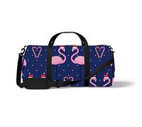 Sports Gym Duffle Bags for Yoga Dancing, Overnight Weekender Travel Bag Christmas Flamingo, Workout Carry on Shoulder Bag for Women Men