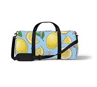 Sports Gym Duffle Bags for Yoga Dancing, Overnight Weekender Travel Bag Citrus Flowers Light Blue, Workout Carry on Shoulder Bag for Women Men