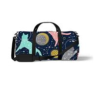 Sports Gym Duffle Bags for Yoga Dancing, Overnight Weekender Travel Bag Colorful Cat Astronaut, Workout Carry on Shoulder Bag for Women Men