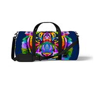 Sports Gym Duffle Bags for Yoga Dancing, Overnight Weekender Travel Bag Colorful Tiger Head, Workout Carry on Shoulder Bag for Women Men