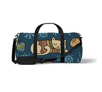 Sports Gym Duffle Bags for Yoga Dancing, Overnight Weekender Travel Bag Cute Christmas Cat, Workout Carry on Shoulder Bag for Women Men