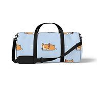 Sports Gym Duffle Bags for Yoga Dancing, Overnight Weekender Travel Bag Cute Corgi Sleeping, Workout Carry on Shoulder Bag for Women Men