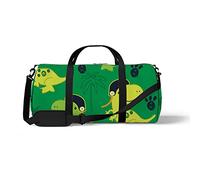 Sports Gym Duffle Bags for Yoga Dancing, Overnight Weekender Travel Bag Cute Green Dinosaur, Workout Carry on Shoulder Bag for Women Men