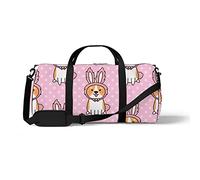 Sports Gym Duffle Bags for Yoga Dancing, Overnight Weekender Travel Bag Cute Rabbit Eared Dog, Workout Carry on Shoulder Bag for Women Men