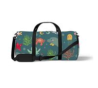 Sports Gym Duffle Bags for Yoga Dancing, Overnight Weekender Travel Bag Cute Sea Animals Green, Workout Carry on Shoulder Bag for Women Men