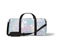 Sports Gym Duffle Bags for Yoga Dancing, Overnight Weekender Travel Bag Cute Unicorn Pastel, Workout Carry on Shoulder Bag for Women Men