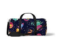 Sports Gym Duffle Bags for Yoga Dancing, Overnight Weekender Travel Bag Dinosaur in Galaxy, Workout Carry on Shoulder Bag for Women Men