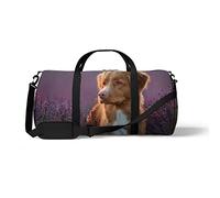 Sports Gym Duffle Bags for Yoga Dancing, Overnight Weekender Travel Bag Dog on The Lavender Field, Workout Carry on Shoulder Bag for Women Men