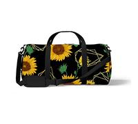 Sports Gym Duffle Bags for Yoga Dancing, Overnight Weekender Travel Bag Geometry and Sunflower, Workout Carry on Shoulder Bag for Women Men