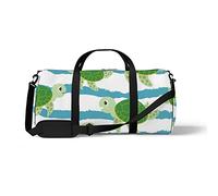 Sports Gym Duffle Bags for Yoga Dancing, Overnight Weekender Travel Bag Green Turtles Blue Lines, Workout Carry on Shoulder Bag for Women Men