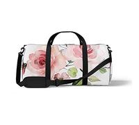 Sports Gym Duffle Bags for Yoga Dancing, Overnight Weekender Travel Bag Hand Painted Flowers, Workout Carry on Shoulder Bag for Women Men