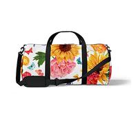 Sports Gym Duffle Bags for Yoga Dancing, Overnight Weekender Travel Bag Hand Painted Sunflowers Peonies, Workout Carry on Shoulder Bag for Women Men