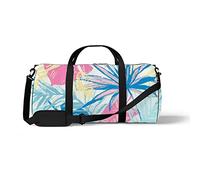 Sports Gym Duffle Bags for Yoga Dancing, Overnight Weekender Travel Bag Hand Painted Tropical Leaves, Workout Carry on Shoulder Bag for Women Men