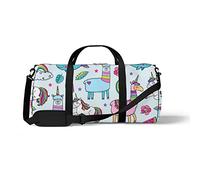 Sports Gym Duffle Bags for Yoga Dancing, Overnight Weekender Travel Bag Lovely Unicorn Elements, Workout Carry on Shoulder Bag for Women Men