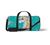 Sports Gym Duffle Bags for Yoga Dancing, Overnight Weekender Travel Bag Lovely Unicorn Rose, Workout Carry on Shoulder Bag for Women Men