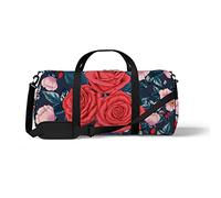Sports Gym Duffle Bags for Yoga Dancing, Overnight Weekender Travel Bag Red Rose Wild Flowers, Workout Carry on Shoulder Bag for Women Men