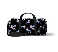 Sports Gym Duffle Bags for Yoga Dancing, Overnight Weekender Travel Bag Running Horses Neon Unicorn, Workout Carry on Shoulder Bag for Women Men