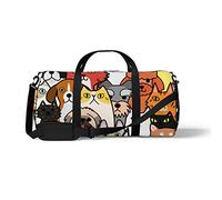 Sports Gym Duffle Bags for Yoga Dancing, Overnight Weekender Travel Bag Seamless Doodle Dogs Cats, Workout Carry on Shoulder Bag for Women Men