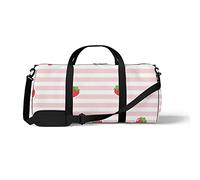 Sports Gym Duffle Bags for Yoga Dancing, Overnight Weekender Travel Bag Striped Strawberry Pattern, Workout Carry on Shoulder Bag for Women Men, 17.6 x 9 inch
