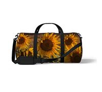Sports Gym Duffle Bags for Yoga Dancing, Overnight Weekender Travel Bag Sunflower Field at Sunset, Workout Carry on Shoulder Bag for Women Men