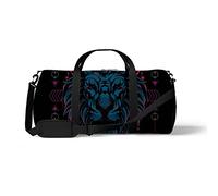 Sports Gym Duffle Bags for Yoga Dancing, Overnight Weekender Travel Bag The Lion Sacred Geometry, Workout Carry on Shoulder Bag for Women Men